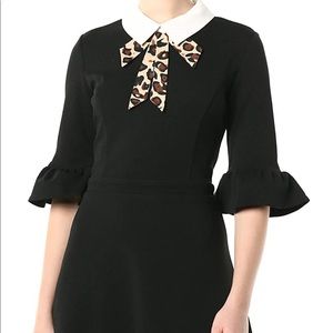 BWT Betsey Johnson Crepe Dress w/ Leopard Necktie